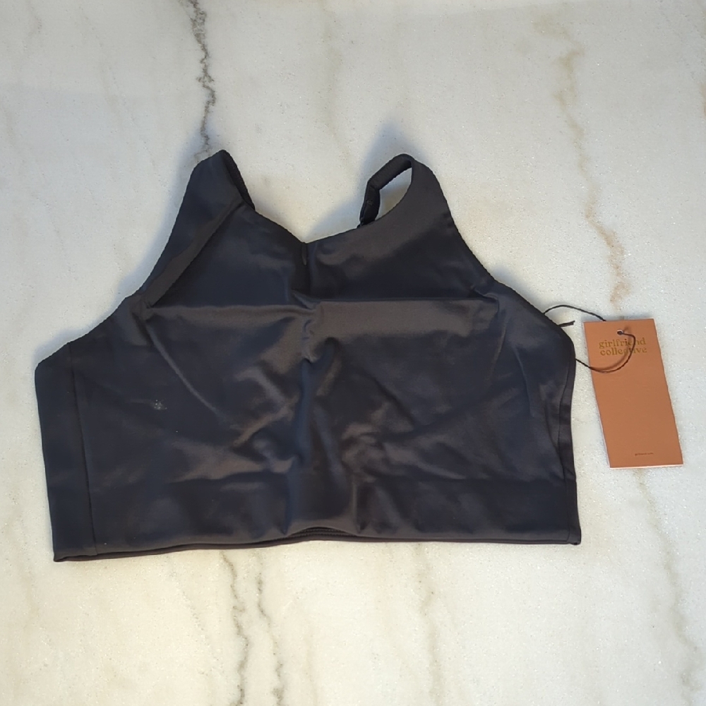 NWT Girlfriend Collective Black Topanga Halter Bra Size Large - Picture 3 of 13